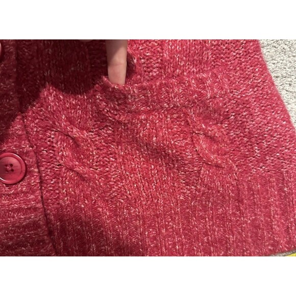 LLBean Cable Knit Sweater Vest L Wool Blend Button Front Cottagecore Academia - Picture 7 of 9